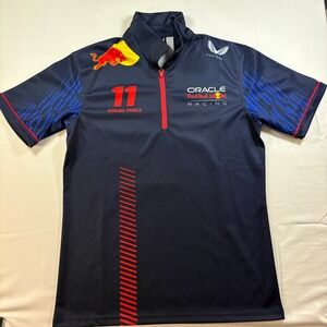 Castore Oracle Red Bull Racing Sergio Perez 11 F1 Navy Quarter Zip Polo Mens M